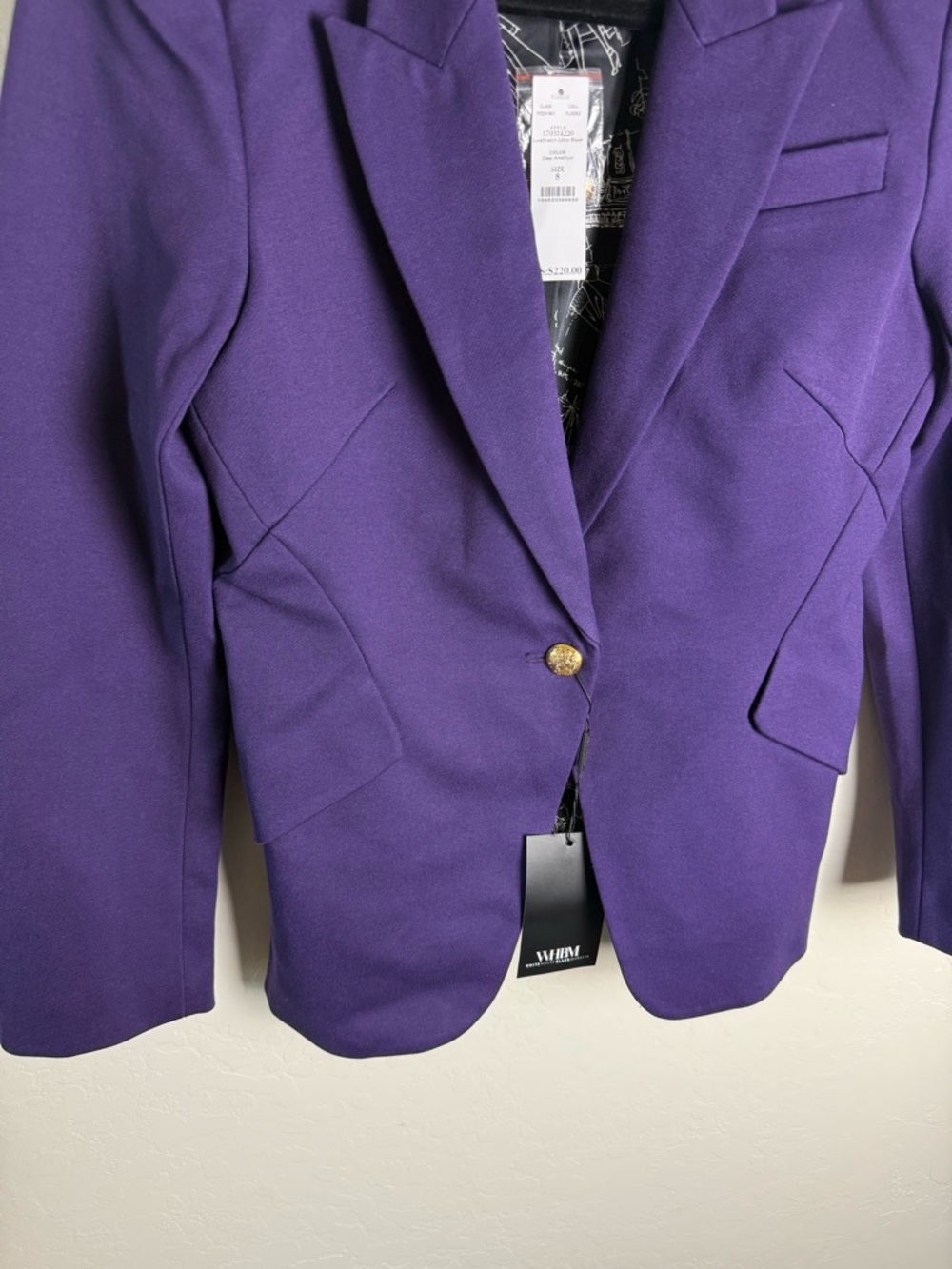 WHBM White House Black Market Luxe Stretch Editor Blazer Jacket Deep Amethyst - Picture 13 of 13